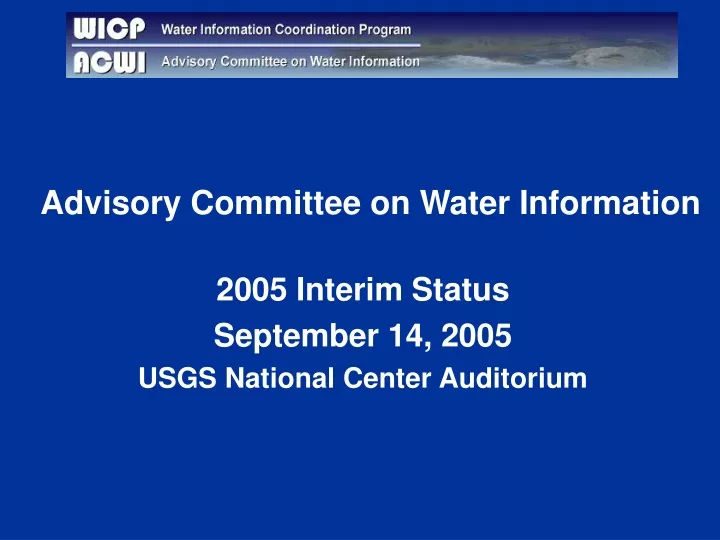advisory committee on water information 2005