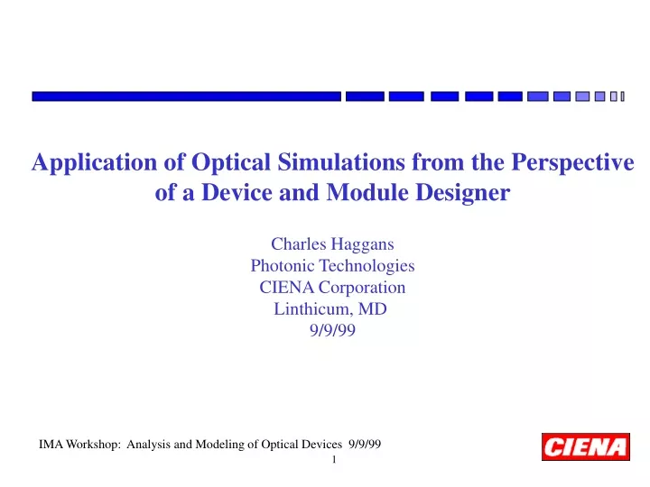 application of optical simulations from