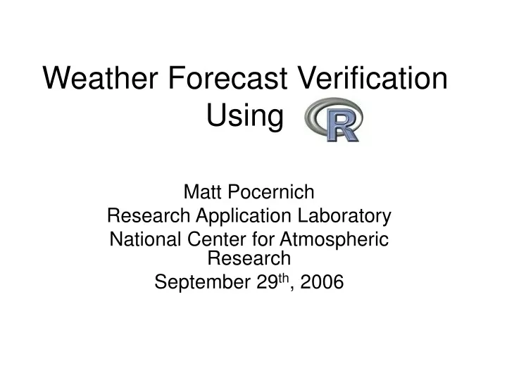 weather forecast verification using