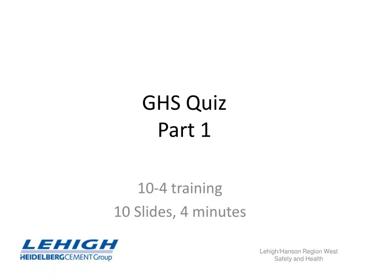 There will be a quiz over all of part 1 on Monday. - ppt download