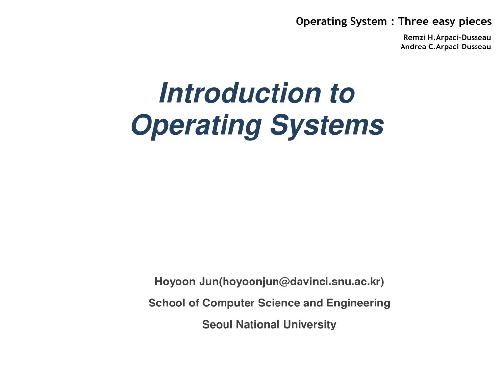 PPT - Introduction to Operating Systems: Concepts and Techniques ...