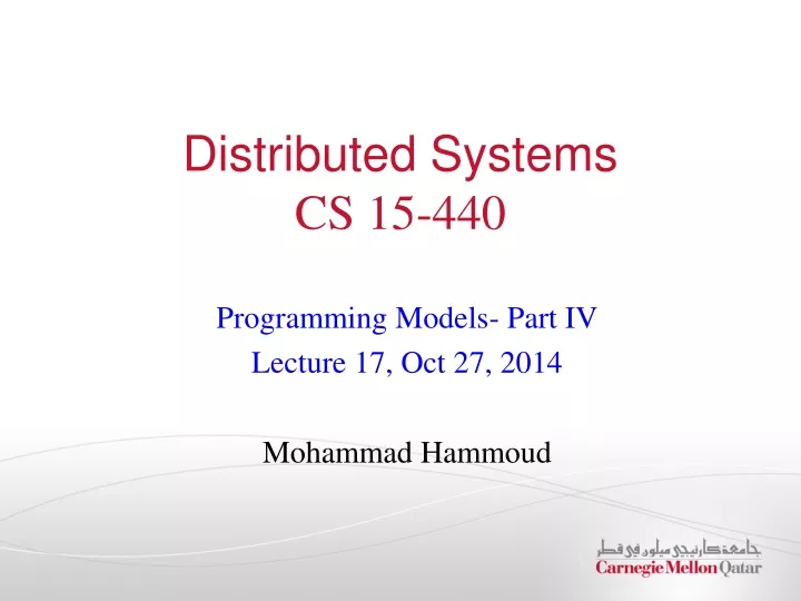 distributed systems cs 15 440