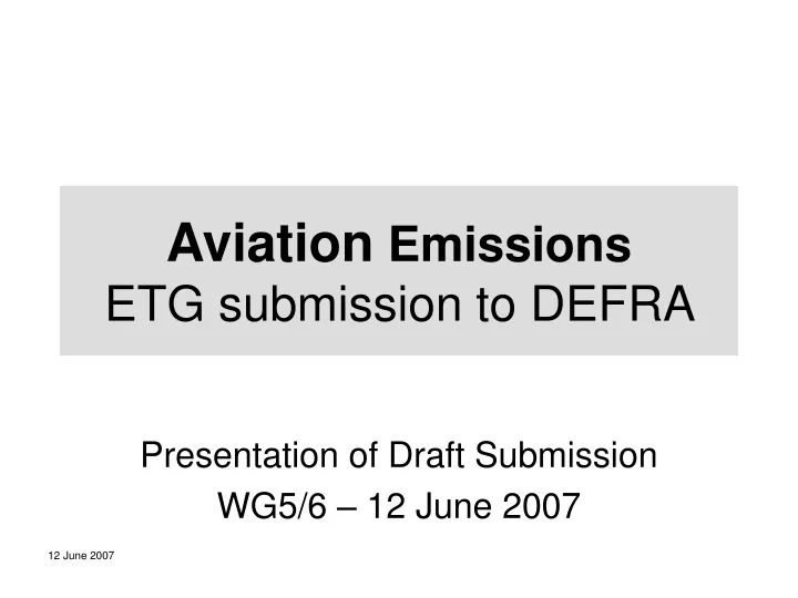 aviation emissions etg submission to defra