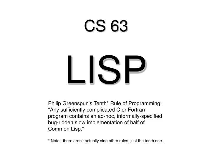 cs 63 lisp