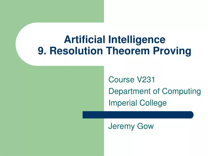 artificial intelligence 9 resolution theorem proving