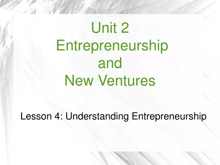 lesson 4 understanding entrepreneurship