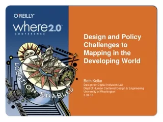 Design and Policy Challenges to Mapping in the Developing World