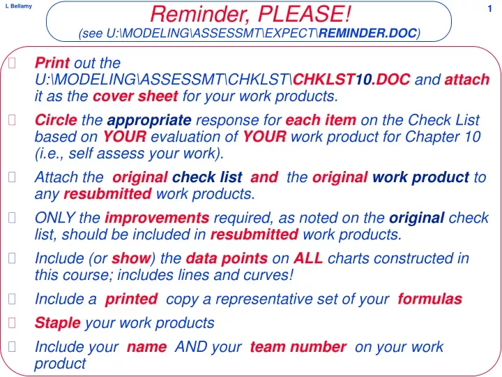 reminder please see u modeling assessmt expect reminder doc
