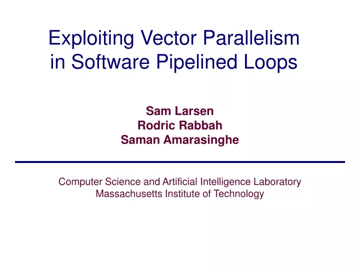 exploiting vector parallelism in software pipelined loops
