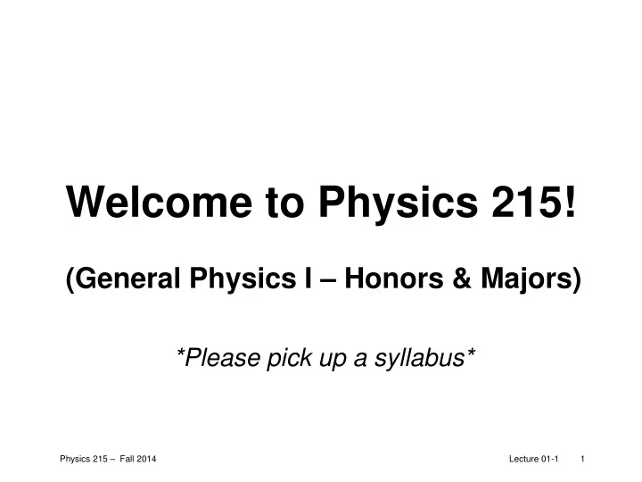 welcome to physics 215