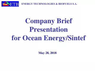 Company Brief Presentation  for Ocean Energy/Sintef