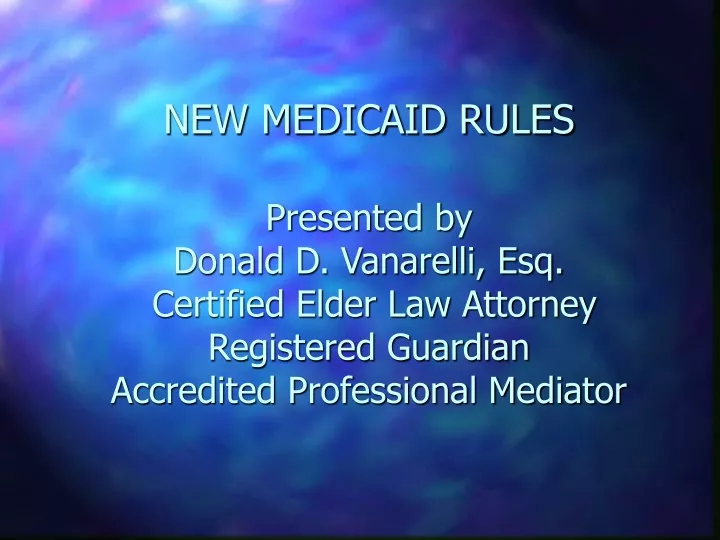 new medicaid rules presented by donald