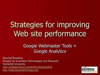 Strategies for improving Web site performance