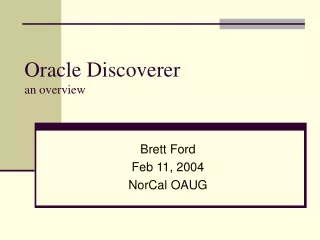 Oracle Discoverer an overview