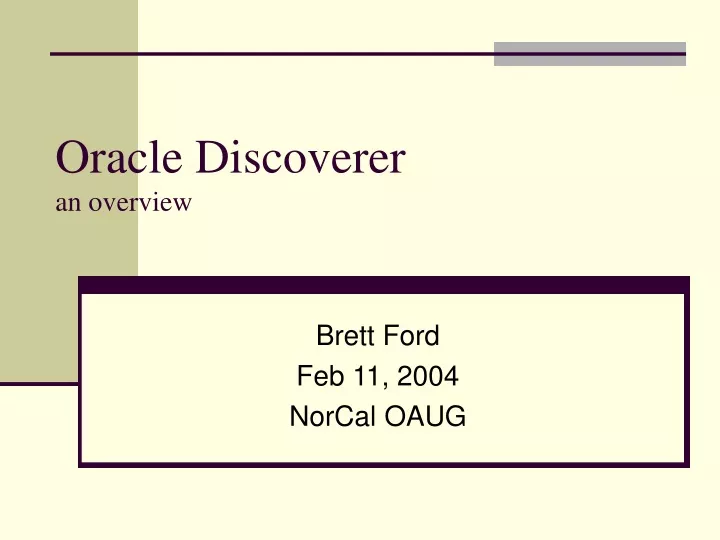oracle discoverer an overview