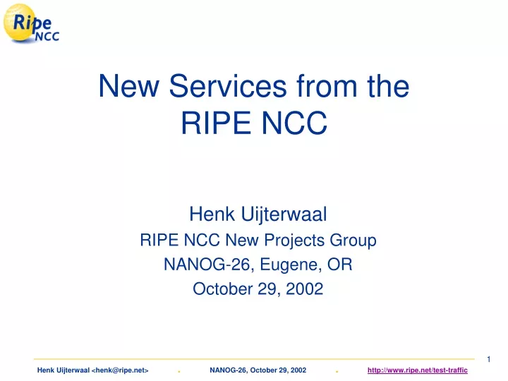 new services from the ripe ncc