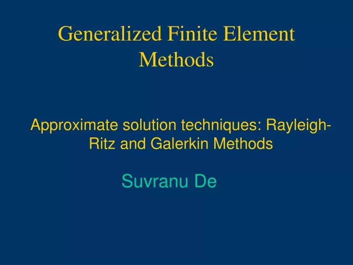 generalized finite element methods