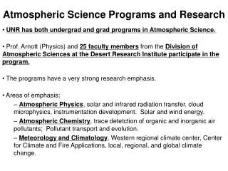 Atmospheric Science Programs and Research