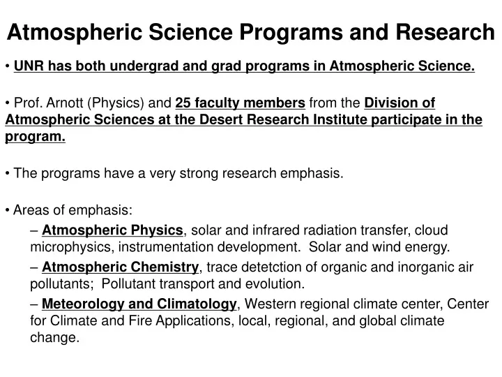 atmospheric science programs and research