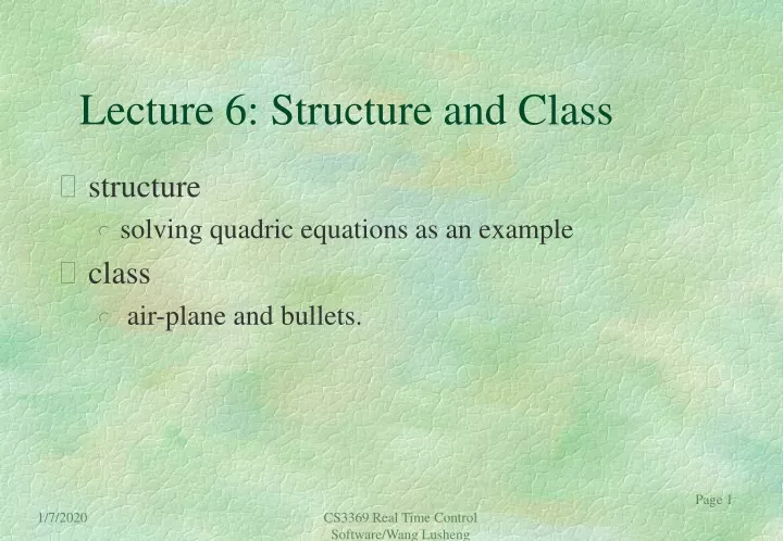lecture 6 structure and class