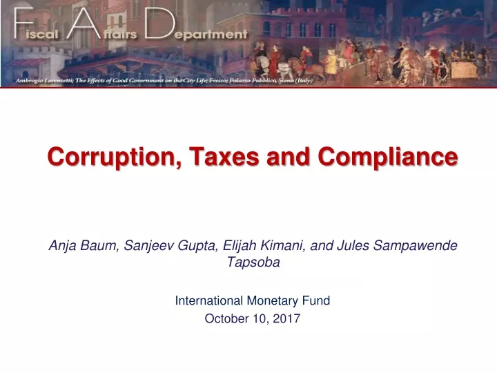 corruption taxes and compliance