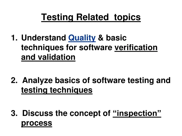 testing related topics