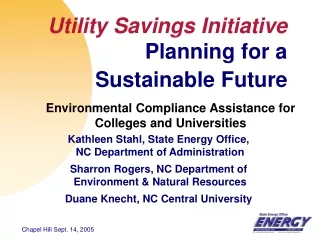 Utility Savings Initiative Planning for a  Sustainable Future