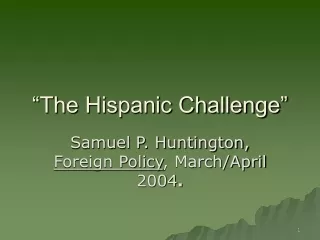 “The Hispanic Challenge”