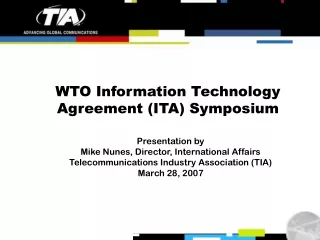 WTO Information Technology Agreement (ITA) Symposium