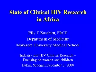 State of Clinical HIV Research in Africa