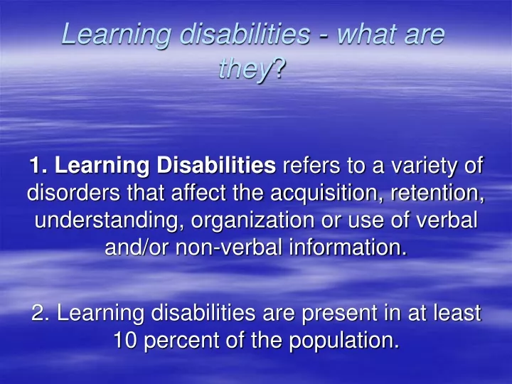 learning disabilities what are they