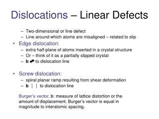Dislocations  – Linear Defects