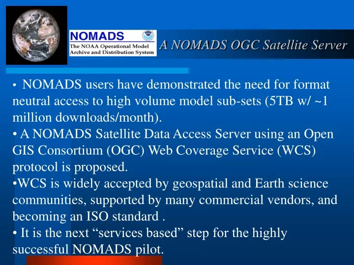 a nomads ogc satellite server