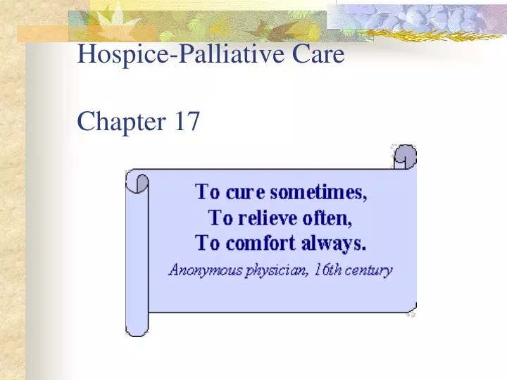hospice palliative care chapter 17