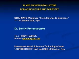 PLANT GROWTH REGULATORS FOR AGRICULTURE AND FORESTRY