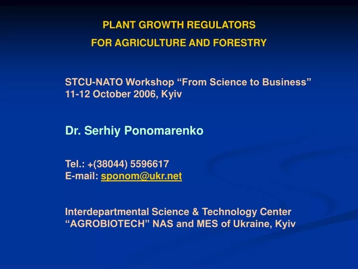 plant growth regulators for agriculture