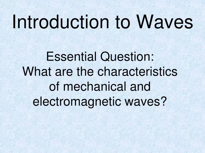 introduction to waves