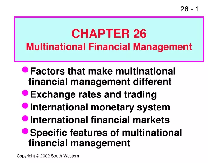 chapter 26 multinational financial management