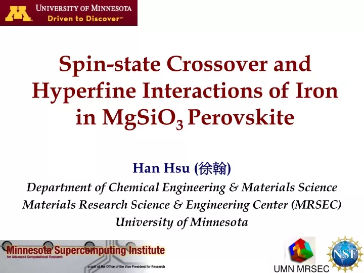 spin state crossover and hyperfine interactions