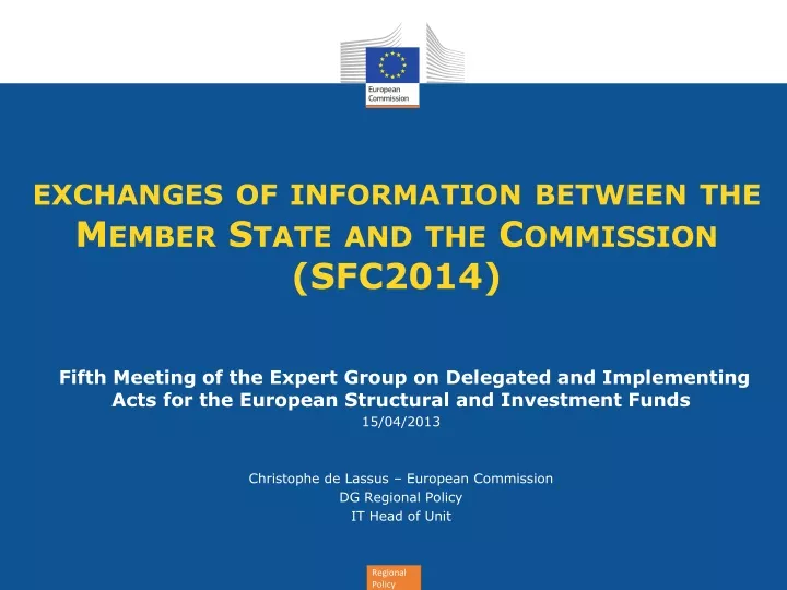 exchanges of information between the member state and the commission sfc2014