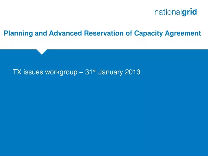 planning and advanced reservation of capacity agreement