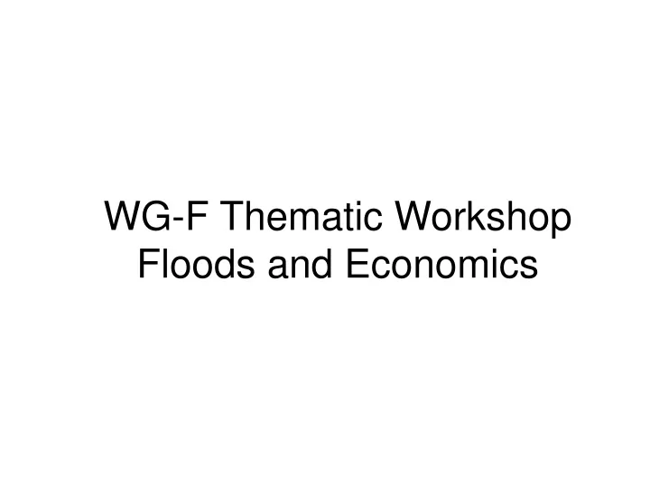 wg f thematic workshop floods and economics