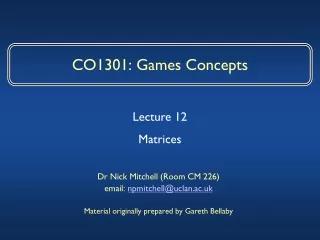 CO1301: Games Concepts