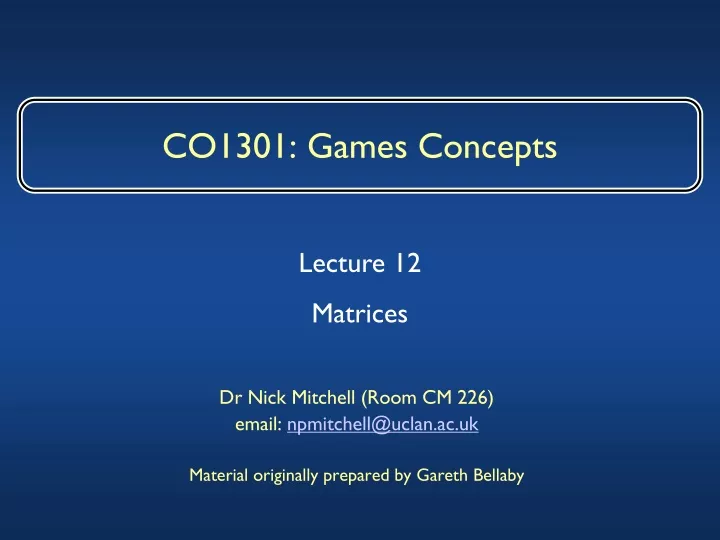 co1301 games concepts