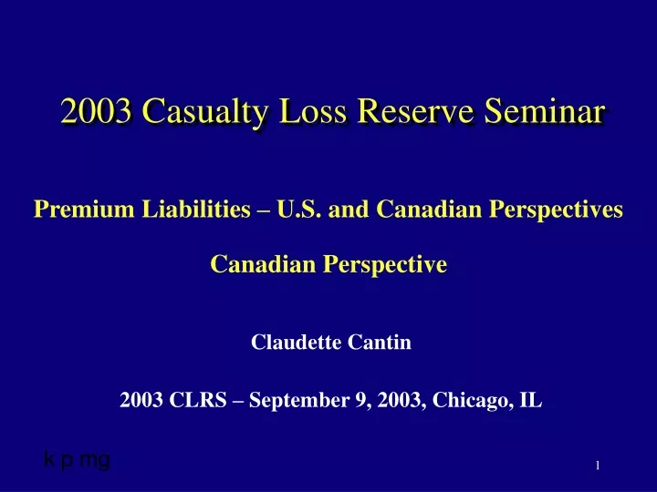 2003 casualty loss reserve seminar