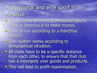 Professional and elite sport in America