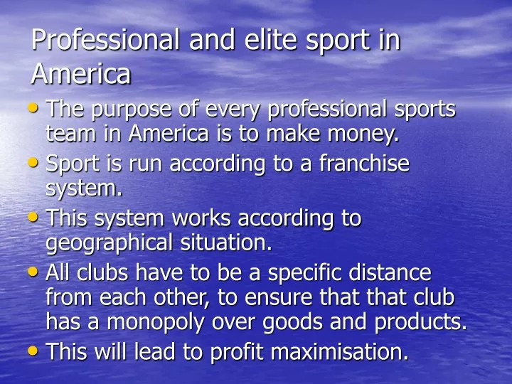 professional and elite sport in america