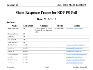 Short Response Frame for NDP PS-Poll