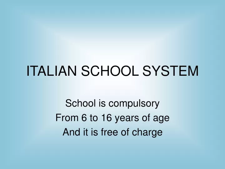 italian school system