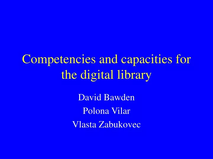 competencies and capacities for the digital library
